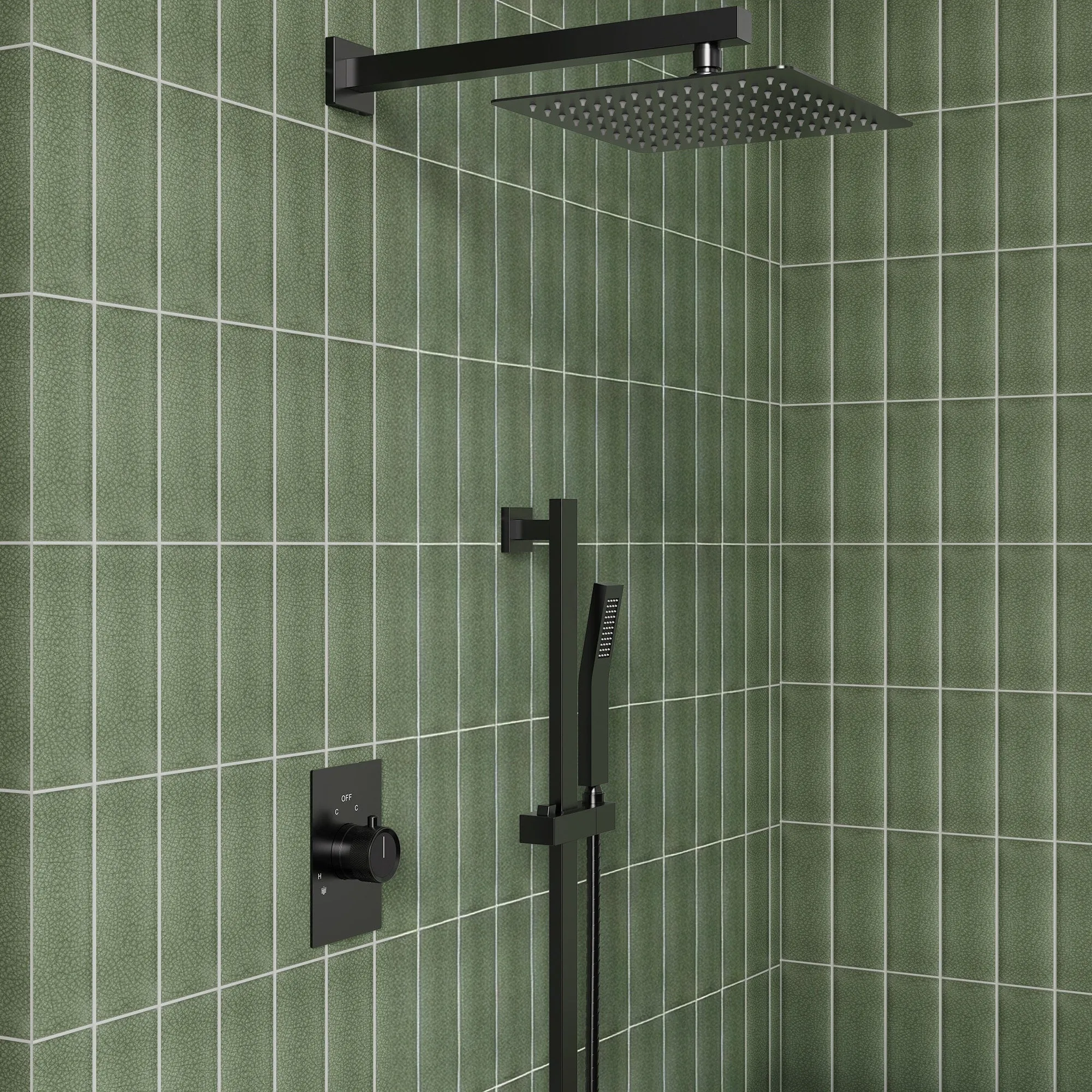 Slide Bar High-Pressure Balancing Shower System 10" Rainfall Shower Head with Handheld Shower