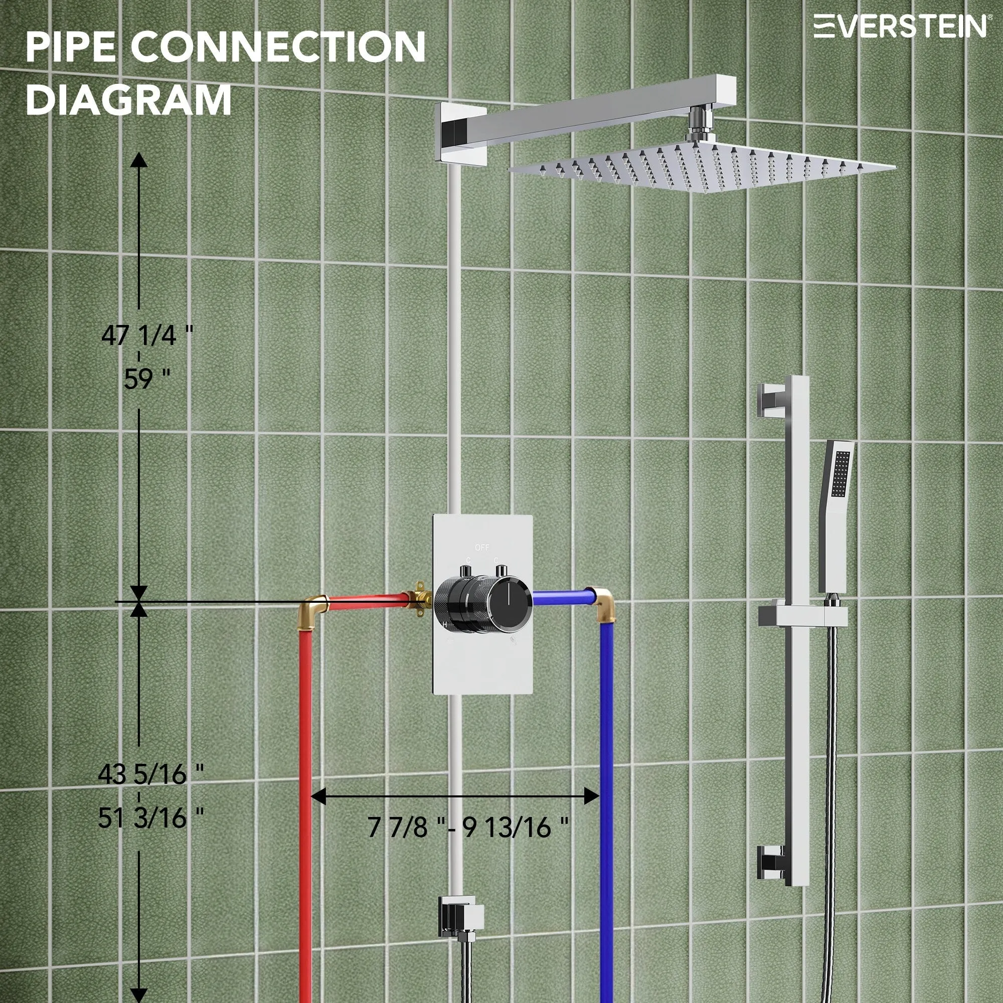 Slide Bar High-Pressure Balancing Shower System 10" Rainfall Shower Head with Handheld Shower