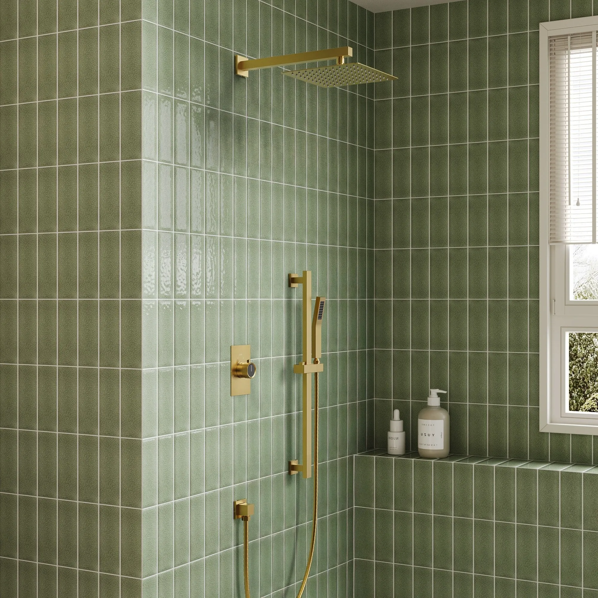 Slide Bar High-Pressure Balancing Shower System 10" Rainfall Shower Head with Handheld Shower