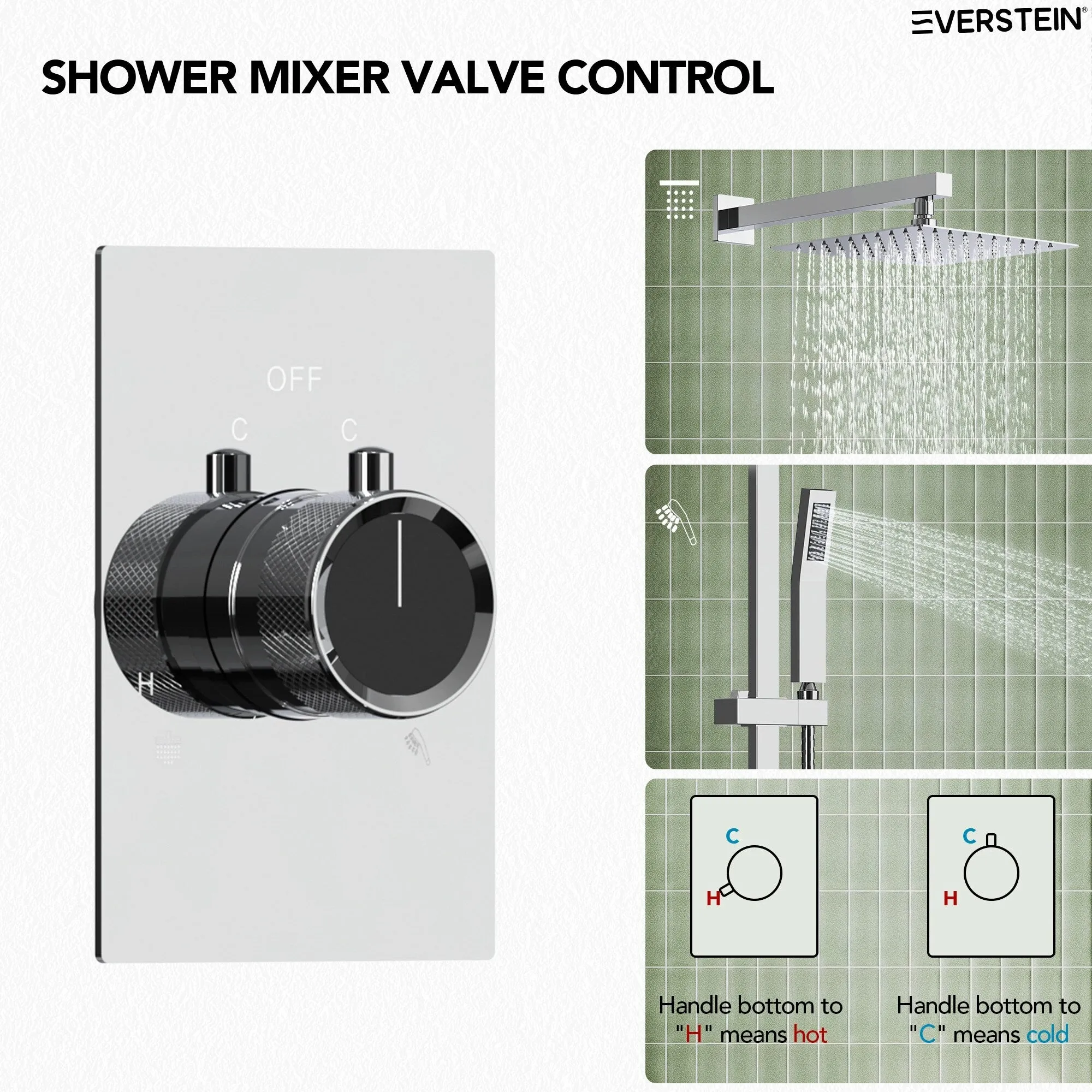 Slide Bar High-Pressure Balancing Shower System 10" Rainfall Shower Head with Handheld Shower