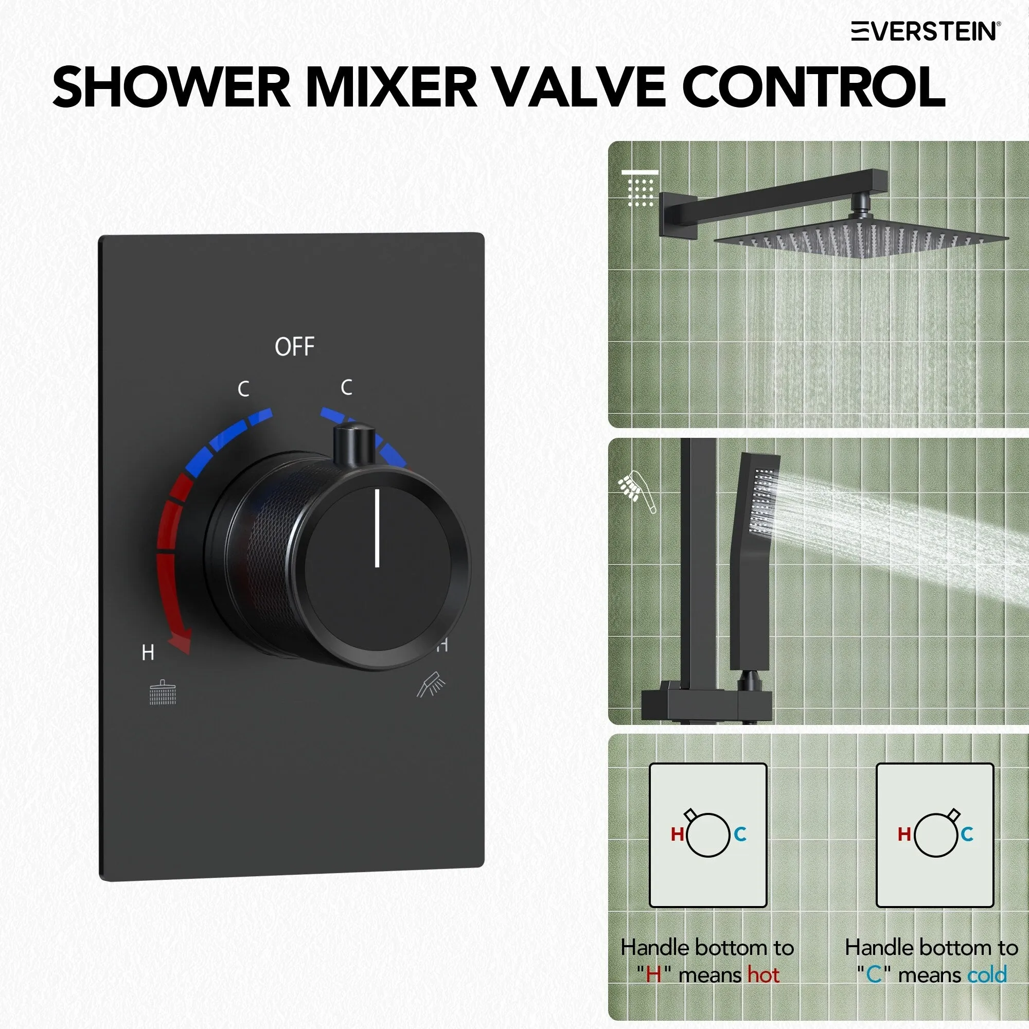 Slide Bar High-Pressure Balancing Shower System 10" Rainfall Shower Head with Handheld Shower