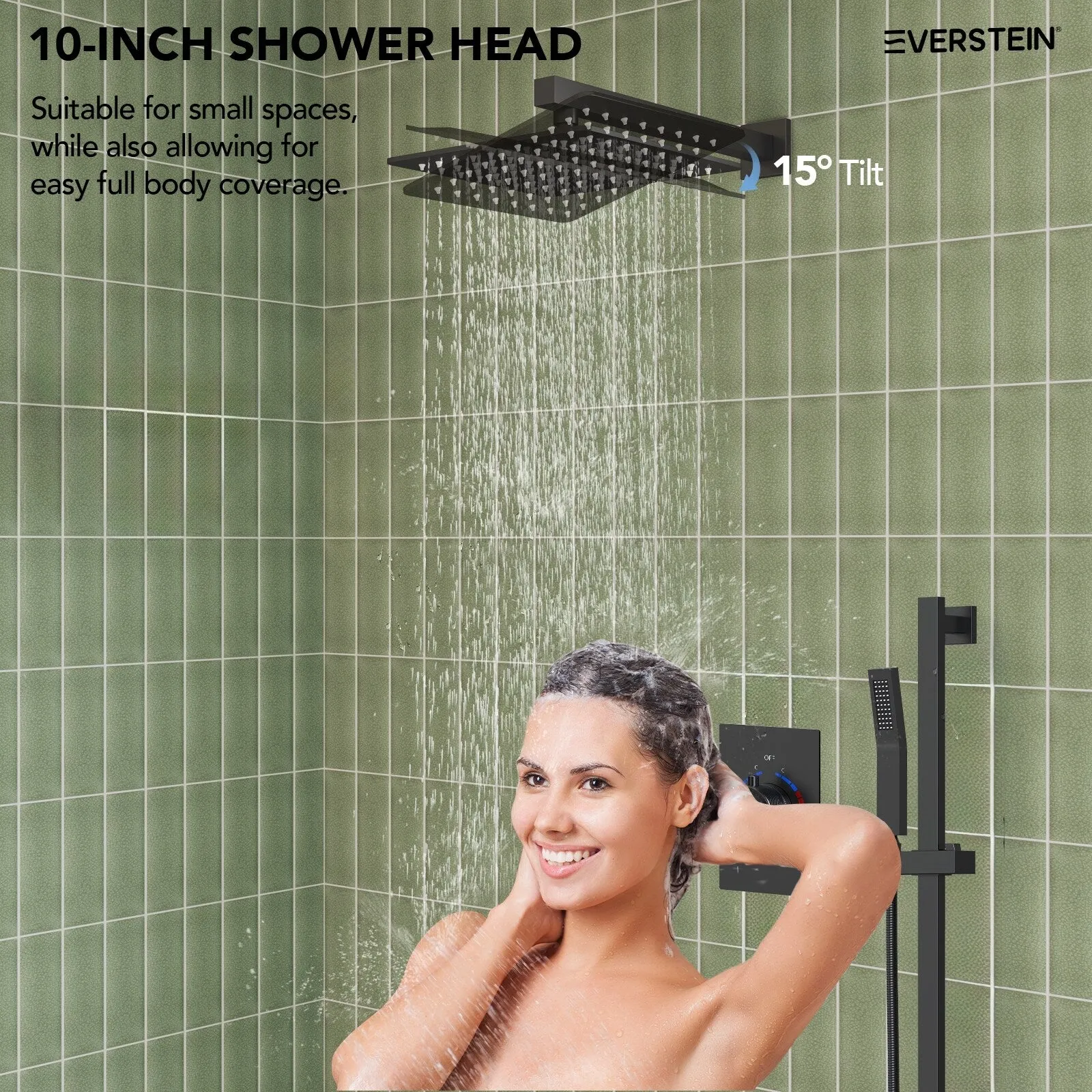 Slide Bar High-Pressure Balancing Shower System 10" Rainfall Shower Head with Handheld Shower