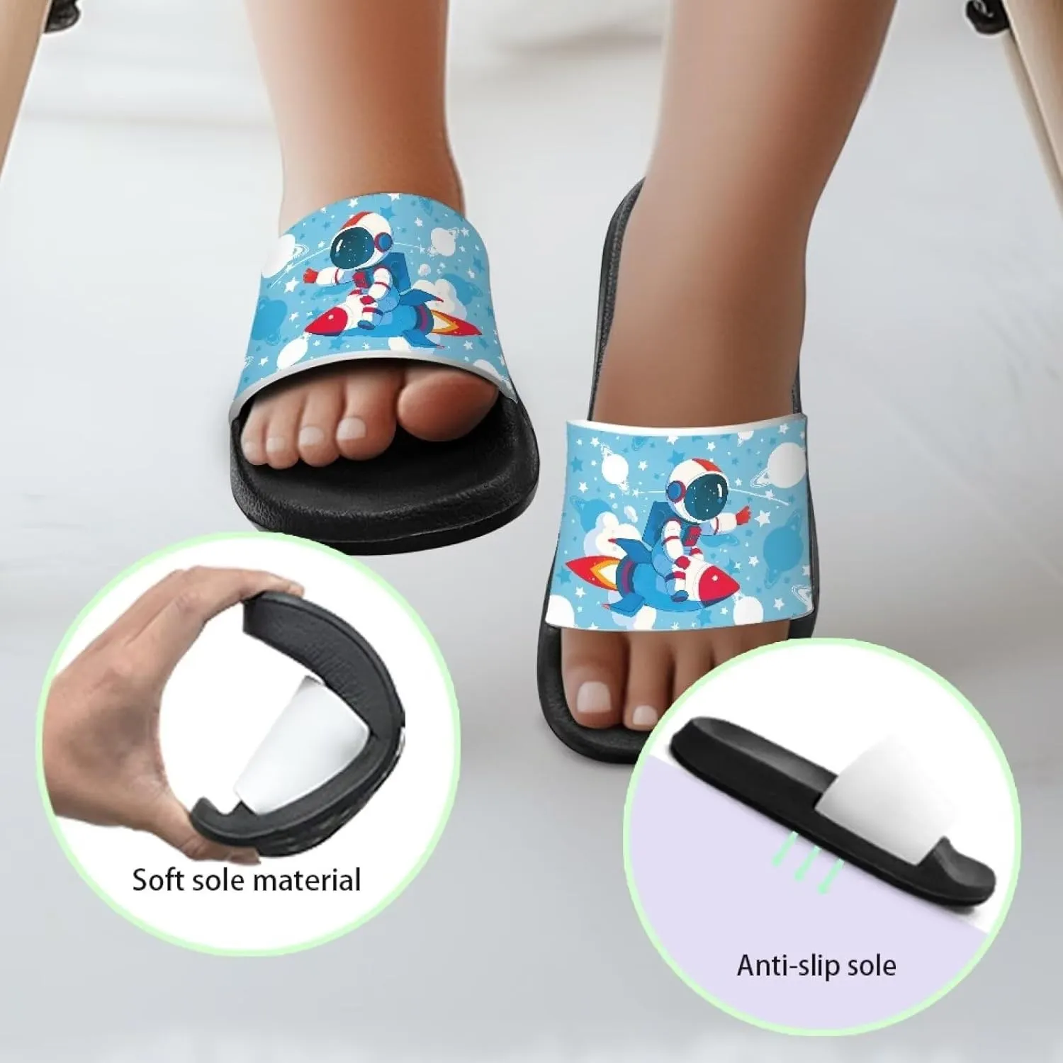 Slide Sandals for Boys Quick Dry Summer Slippers Kids Lightweight Pool Sandals