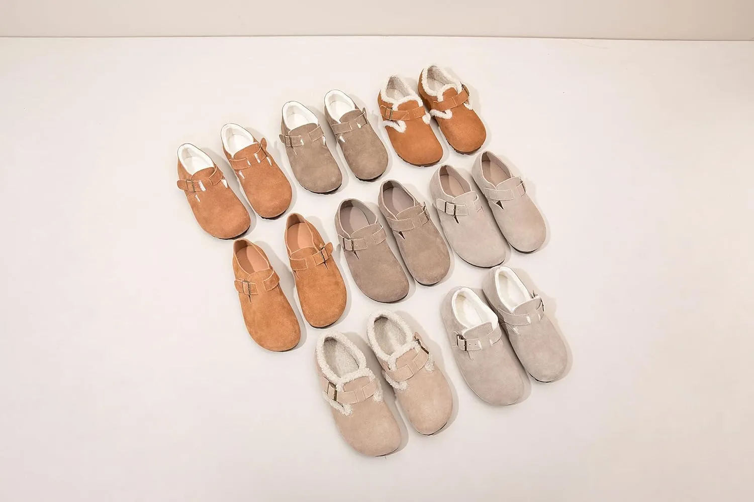 Slip On Shoes Women Soft Leather Mules Cork Footbed Home Clogs Arch Support Potato Shoes with Adjustable Buckle