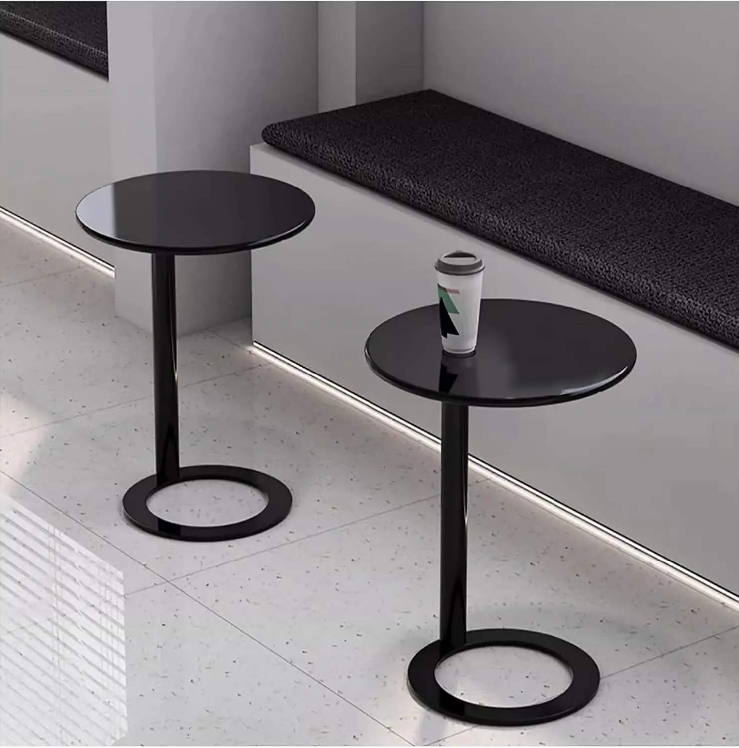 Sofa Side Table, Small Sofa Coffee Side Tables, Stand Metal Side Table, Metal Frame, for Living Room, Bedroom(Style6,Height 69cm)