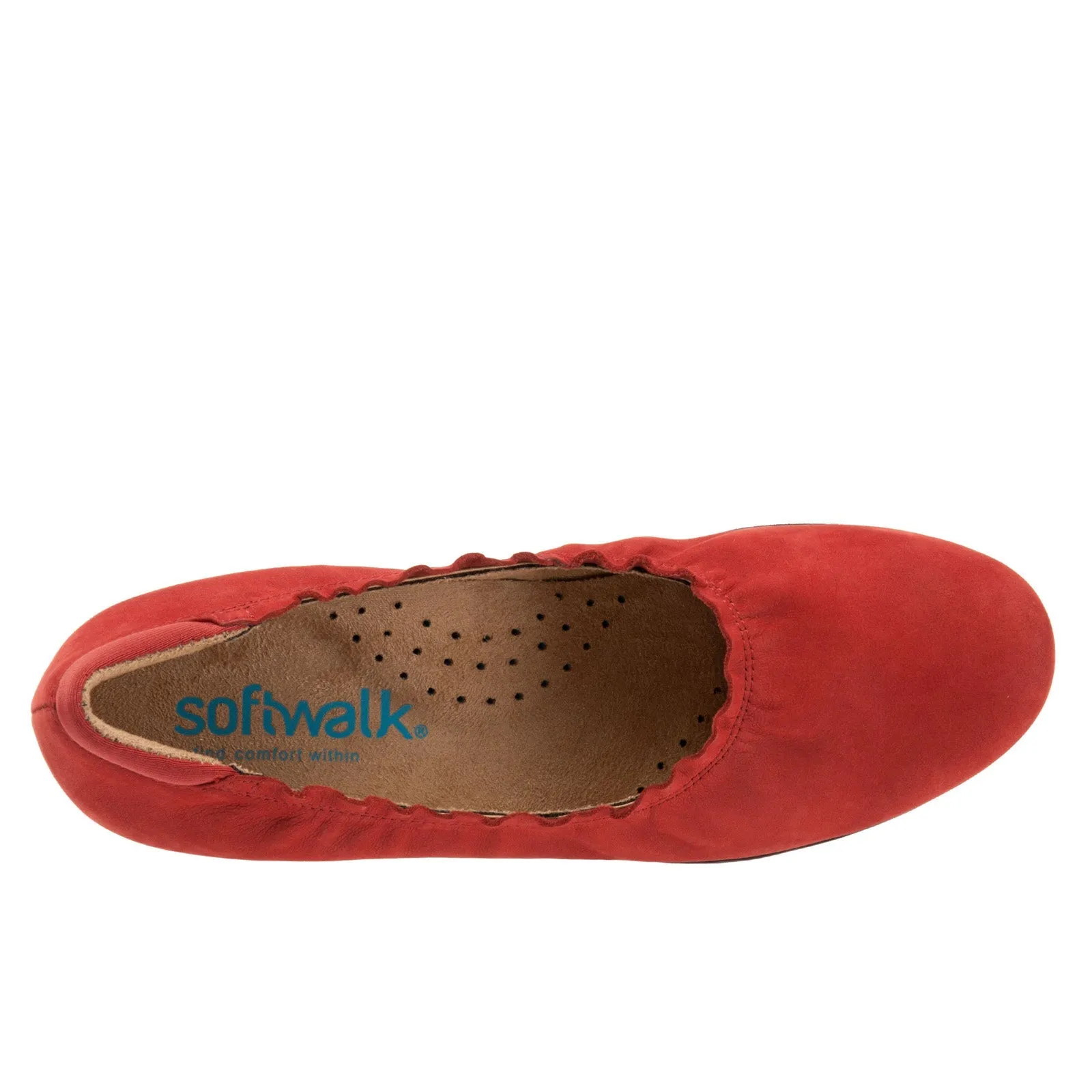 Softwalk Wish S1763-604 Womens Red Leather Slip On Loafer Flats Shoes