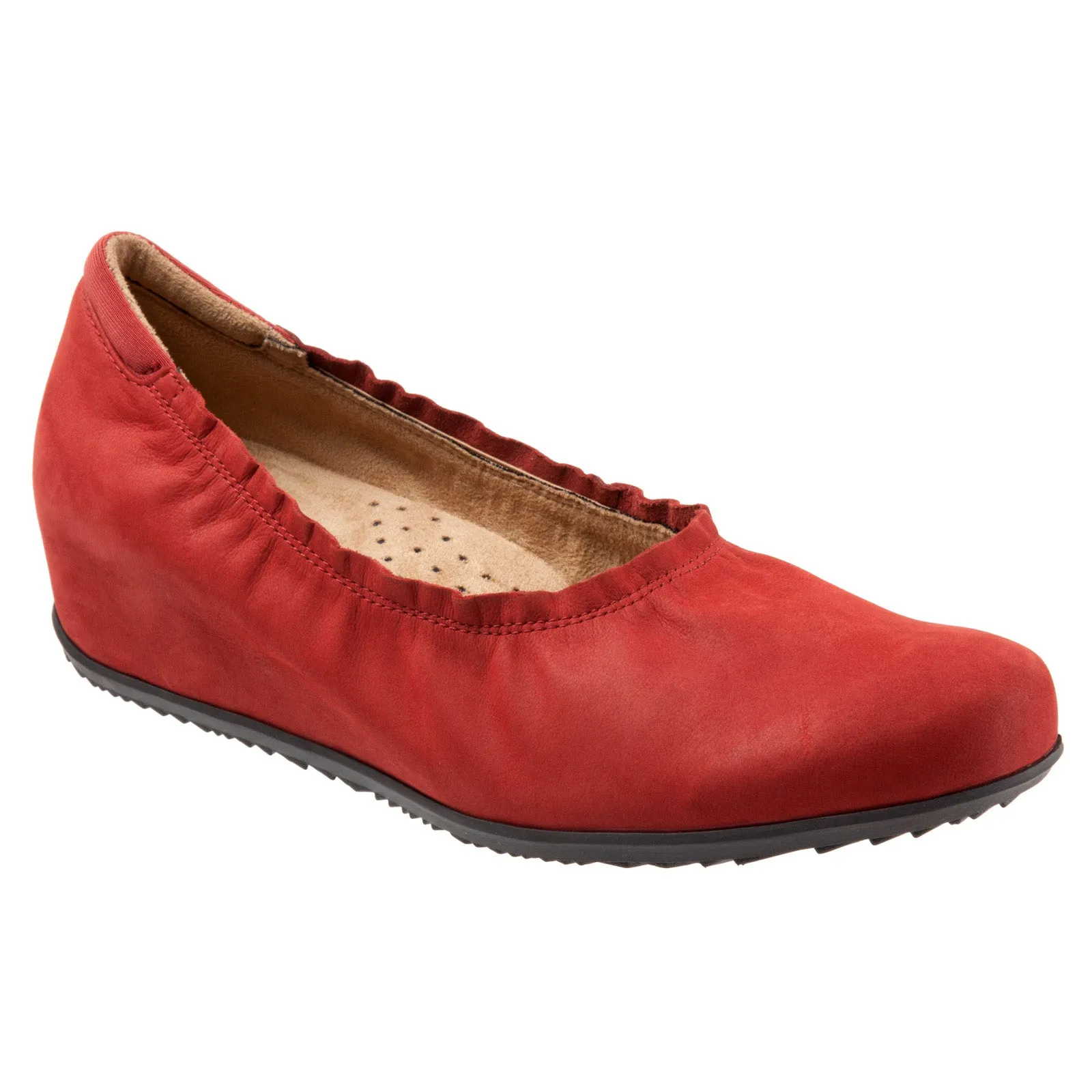 Softwalk Wish S1763-604 Womens Red Leather Slip On Loafer Flats Shoes