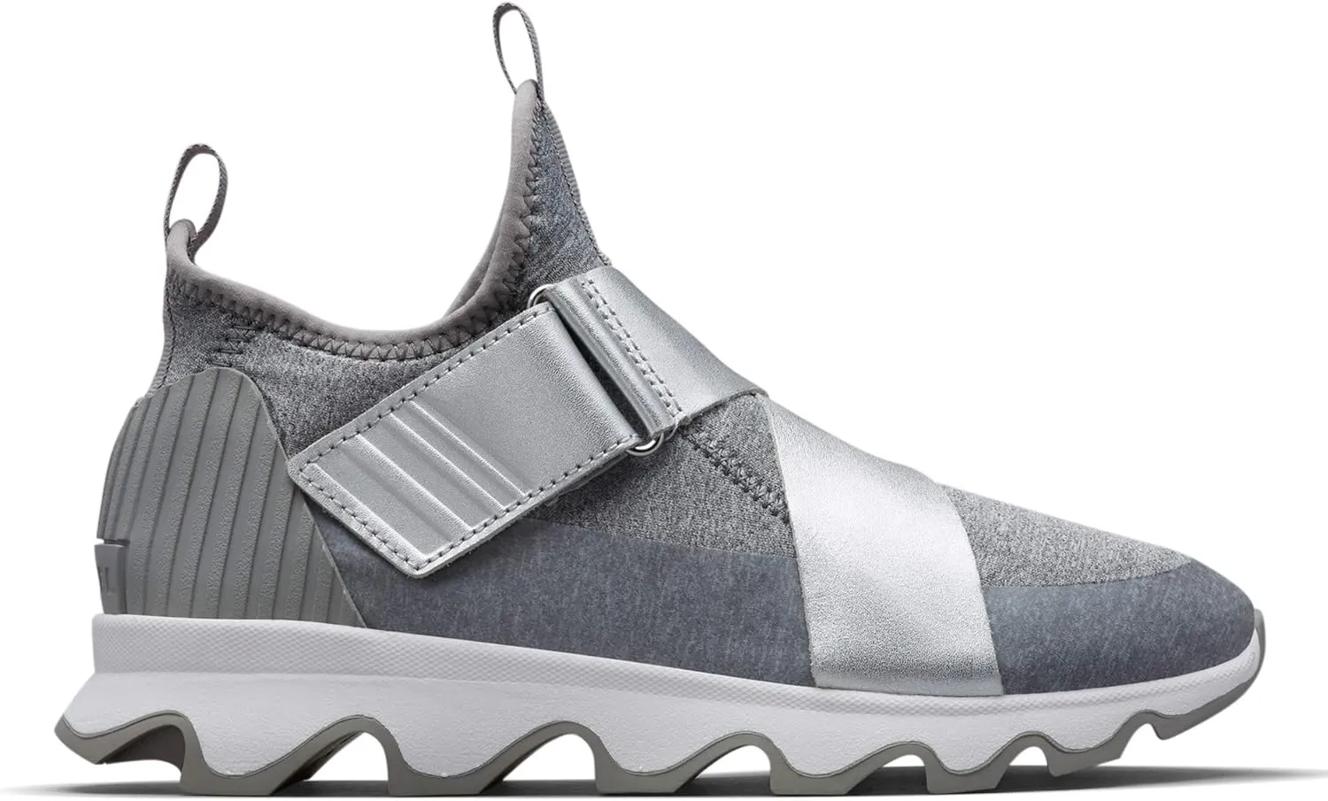 SOREL - Women’s Kinetic Sneak, Knit Sneaker with Scalloped Sole and Stretch Straps