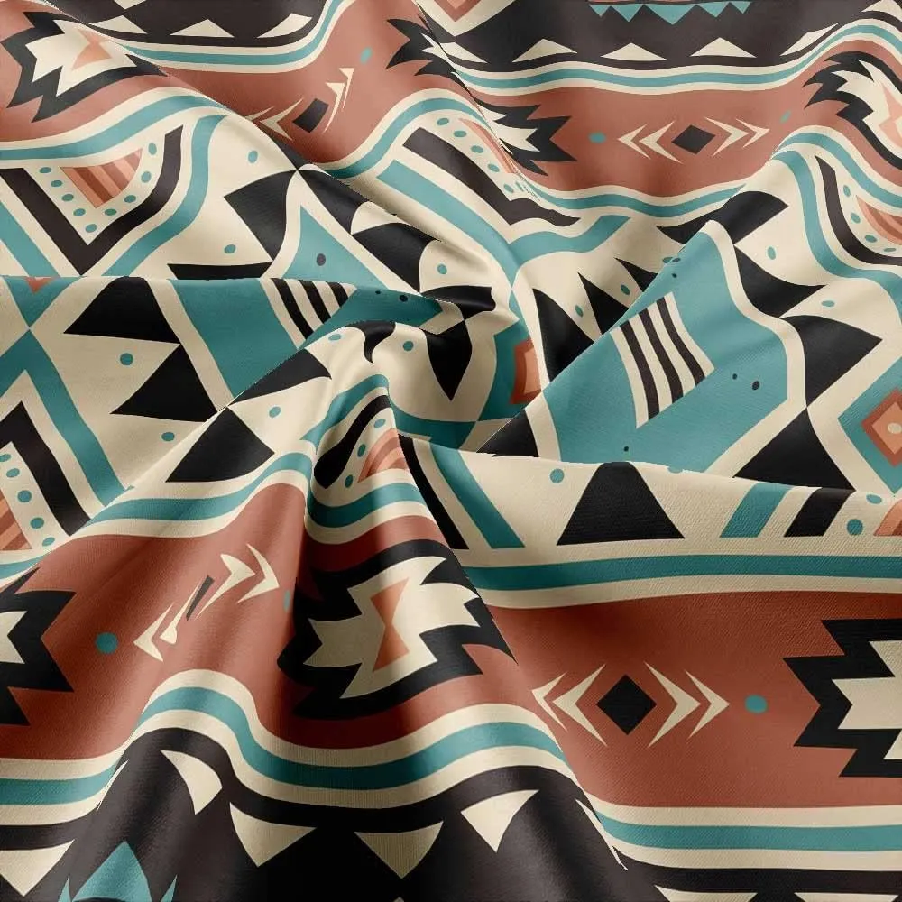 Southwestern Tribal Aztec Shower Curtain for Bathroom, American Native Ethnic Geometric Western Boho Shower Curtain Sets, Waterproof Fabric Bathroom Accessories Sets with Hooks