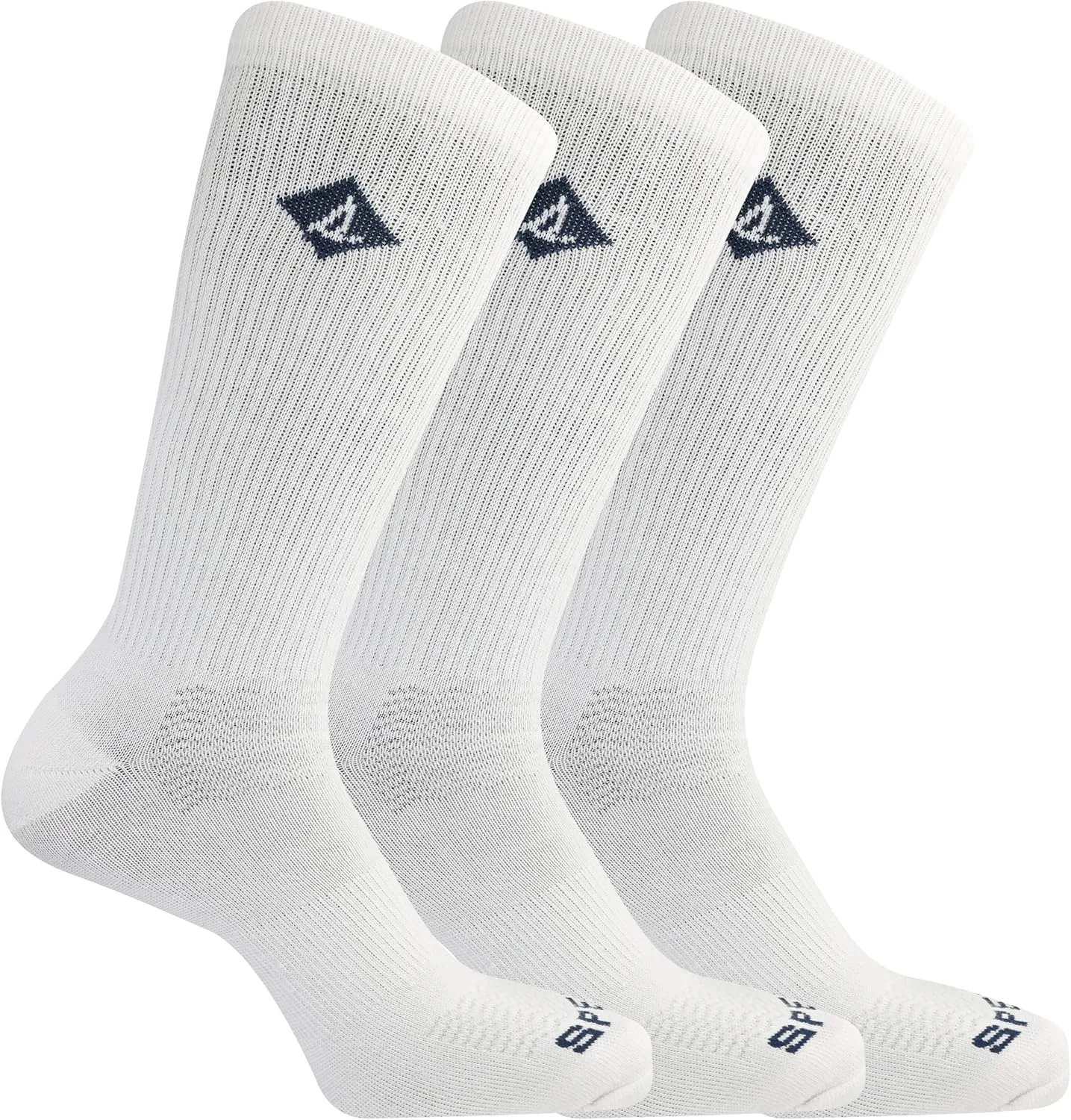 Sperry Men's Comfort Sneaker Crew Socks-3 Pair Pack-Heel Toe Cushion and Moisture Wicking