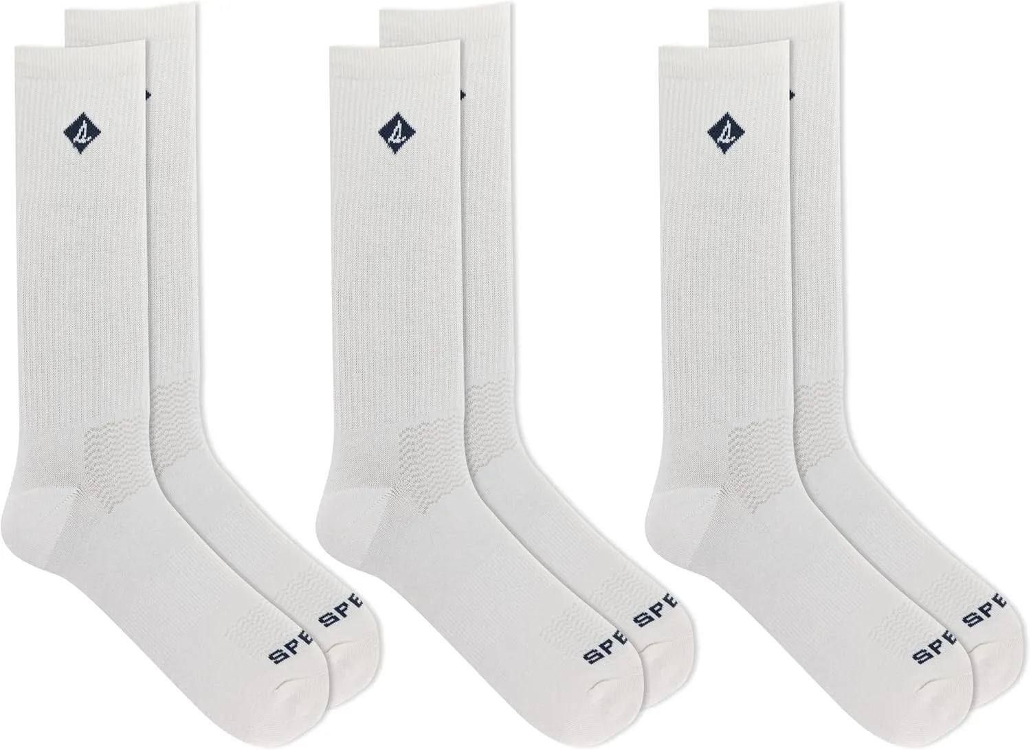 Sperry Men's Comfort Sneaker Crew Socks-3 Pair Pack-Heel Toe Cushion and Moisture Wicking