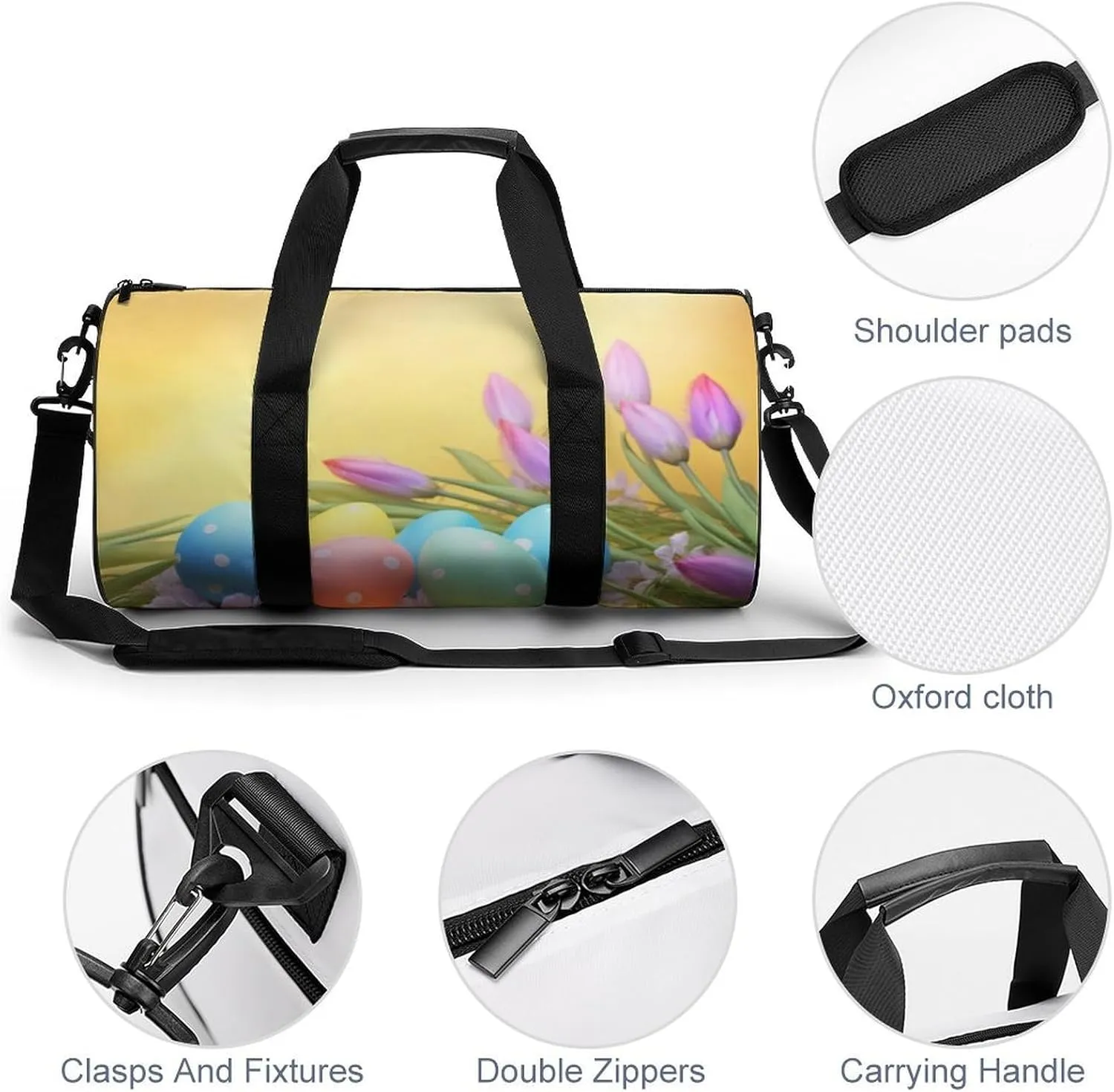 Sports Gym Bag for Women Men Travel Duffel Bag Tote Weekender Bag April Easter Carry on Overnight Bag for Travel Swimming Fitness Workout Sports Duffle Bag
