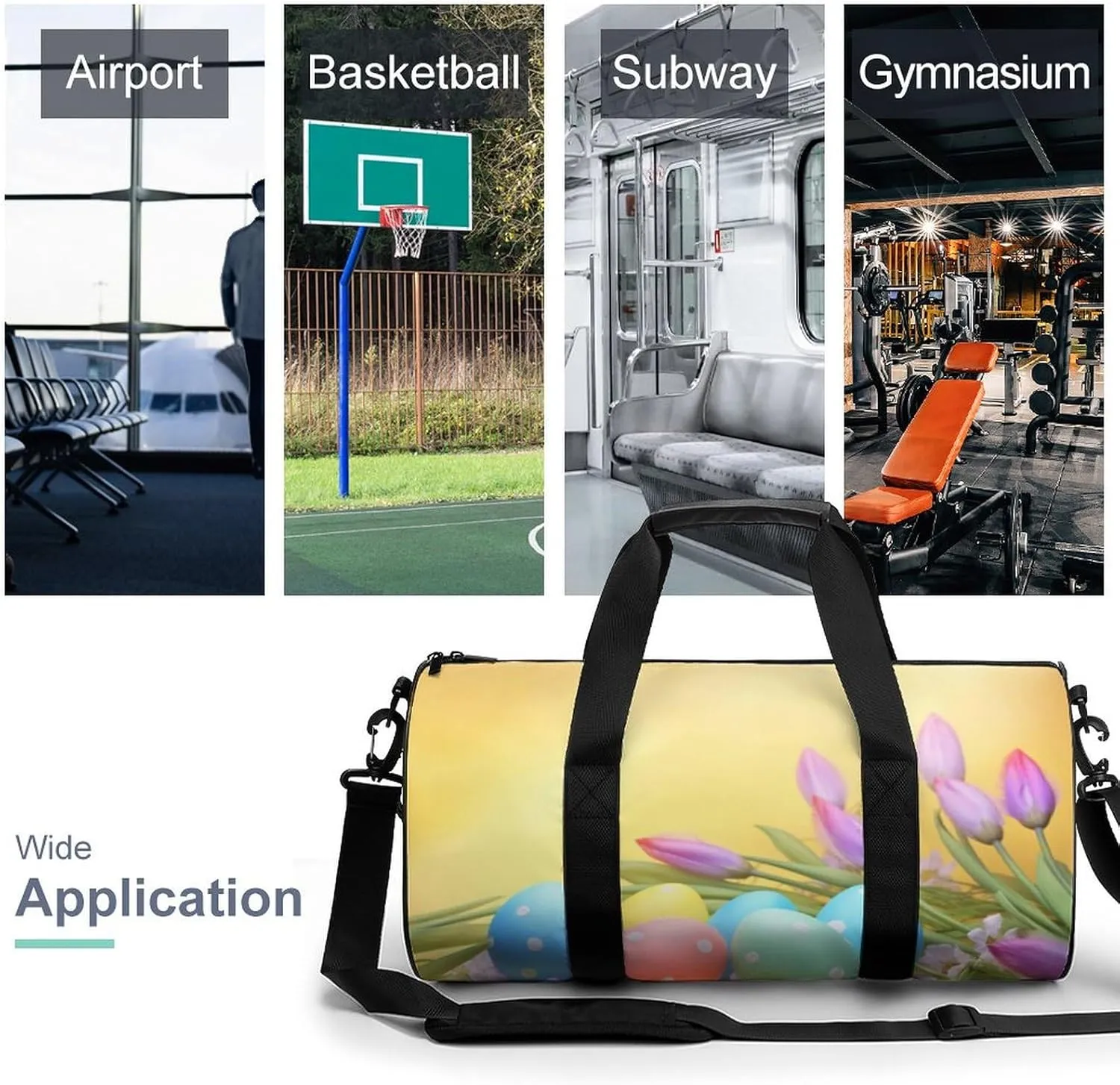 Sports Gym Bag for Women Men Travel Duffel Bag Tote Weekender Bag April Easter Carry on Overnight Bag for Travel Swimming Fitness Workout Sports Duffle Bag
