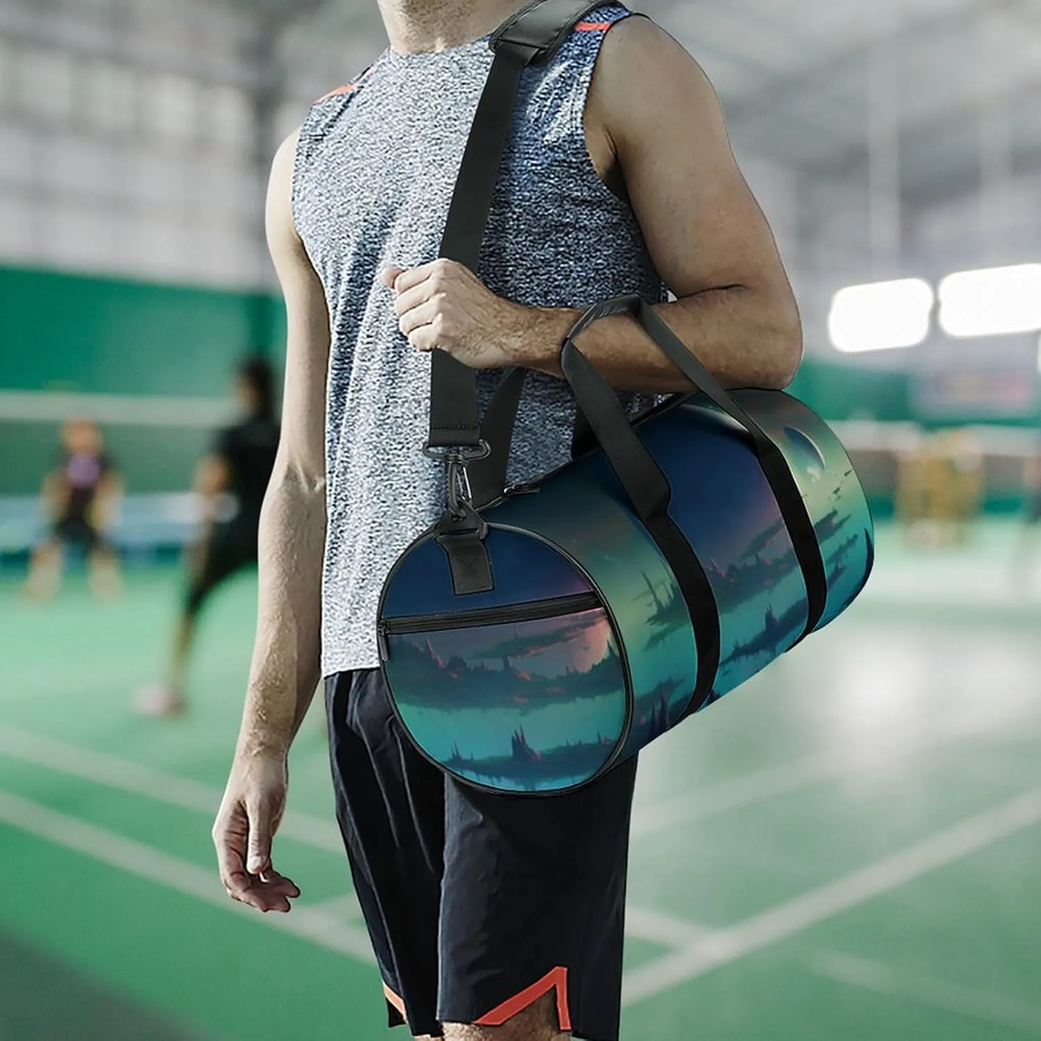Sports Gym Bag for Women Men Travel Duffel Bag Tote Weekender Bag Art Planet World Carry on Overnight Bag for Travel Swimming Fitness Workout Sports Duffle Bag