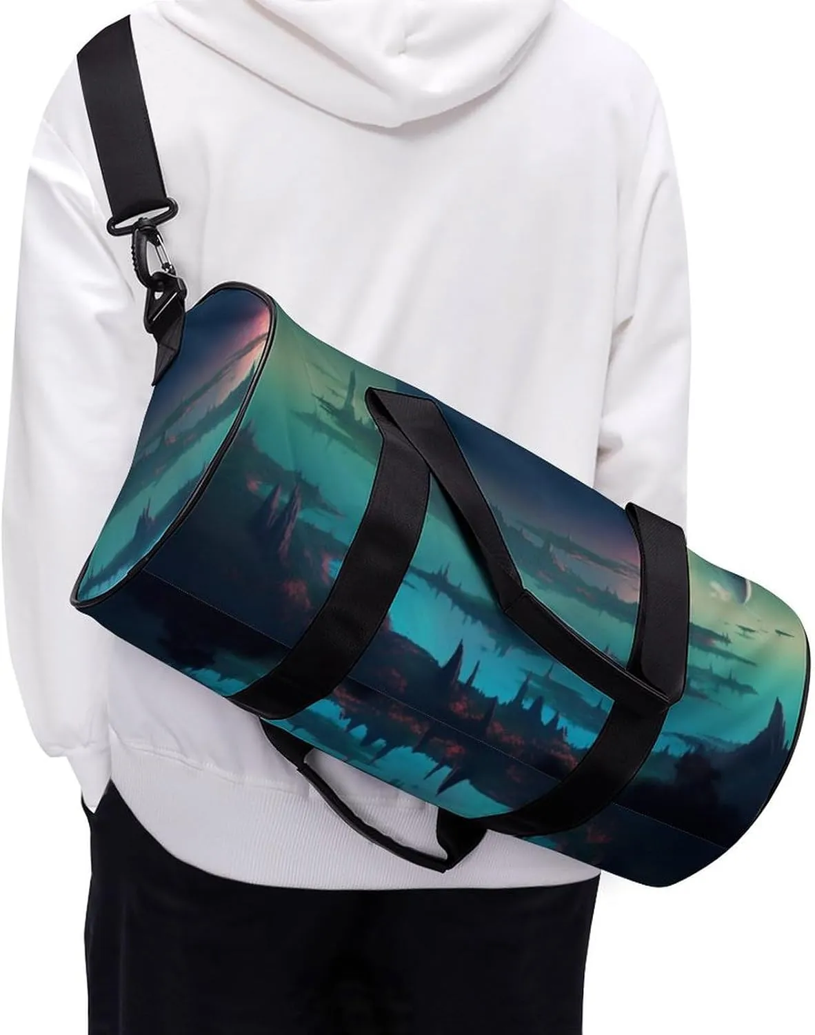 Sports Gym Bag for Women Men Travel Duffel Bag Tote Weekender Bag Art Planet World Carry on Overnight Bag for Travel Swimming Fitness Workout Sports Duffle Bag
