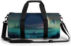 Sports Gym Bag for Women Men Travel Duffel Bag Tote Weekender Bag Art Planet World Carry on Overnight Bag for Travel Swimming Fitness Workout Sports Duffle Bag