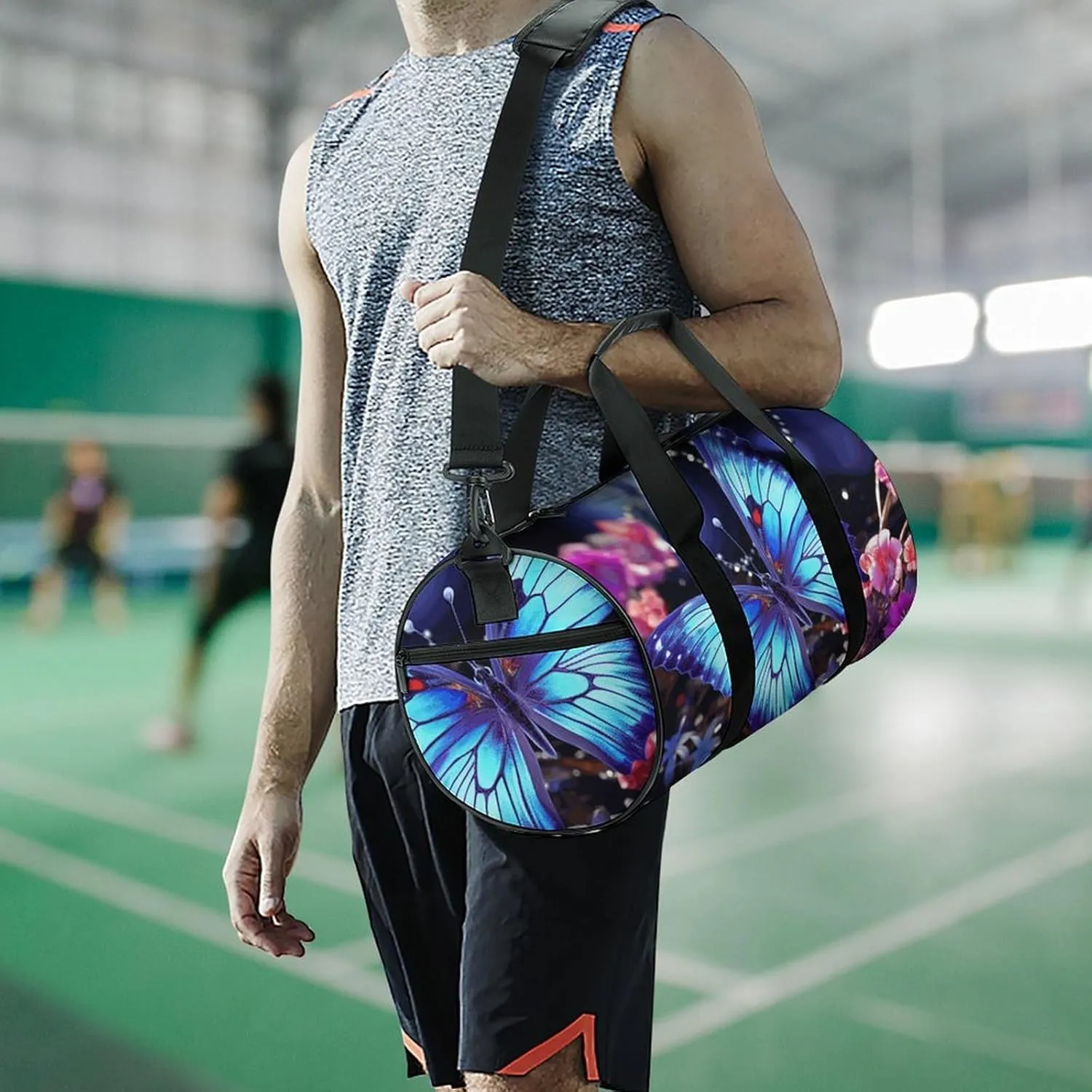 Sports Gym Bag for Women Men Travel Duffel Bag Tote Weekender Bag Beauty Butterfly Carry on Overnight Bag for Travel Swimming Fitness Workout Sports Duffle Bag