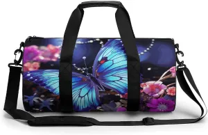 Sports Gym Bag for Women Men Travel Duffel Bag Tote Weekender Bag Beauty Butterfly Carry on Overnight Bag for Travel Swimming Fitness Workout Sports Duffle Bag