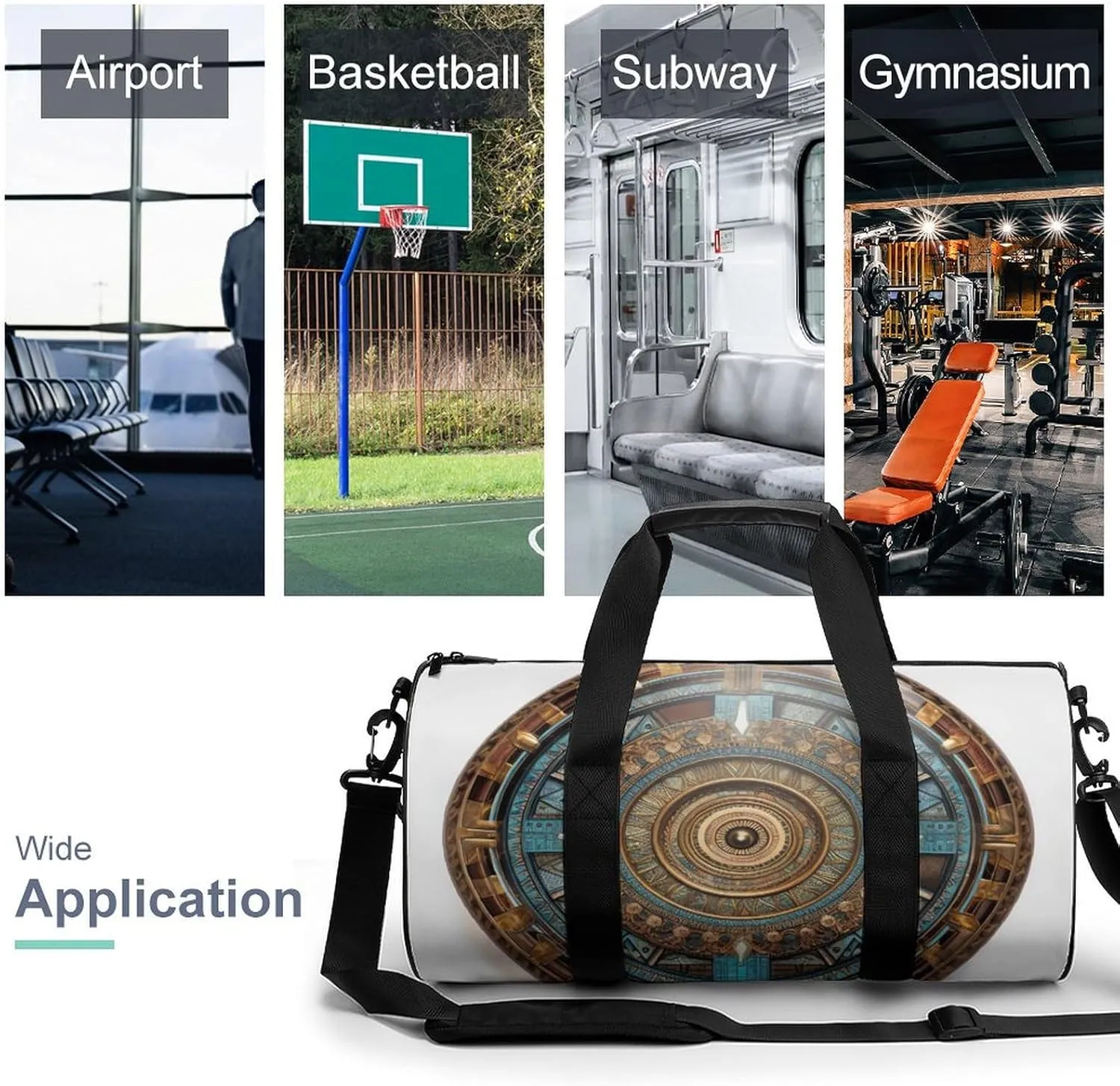 Sports Gym Bag for Women Men Travel Duffel Bag Tote Weekender Bag Brown Round Carry on Overnight Bag for Travel Swimming Fitness Workout Sports Duffle Bag