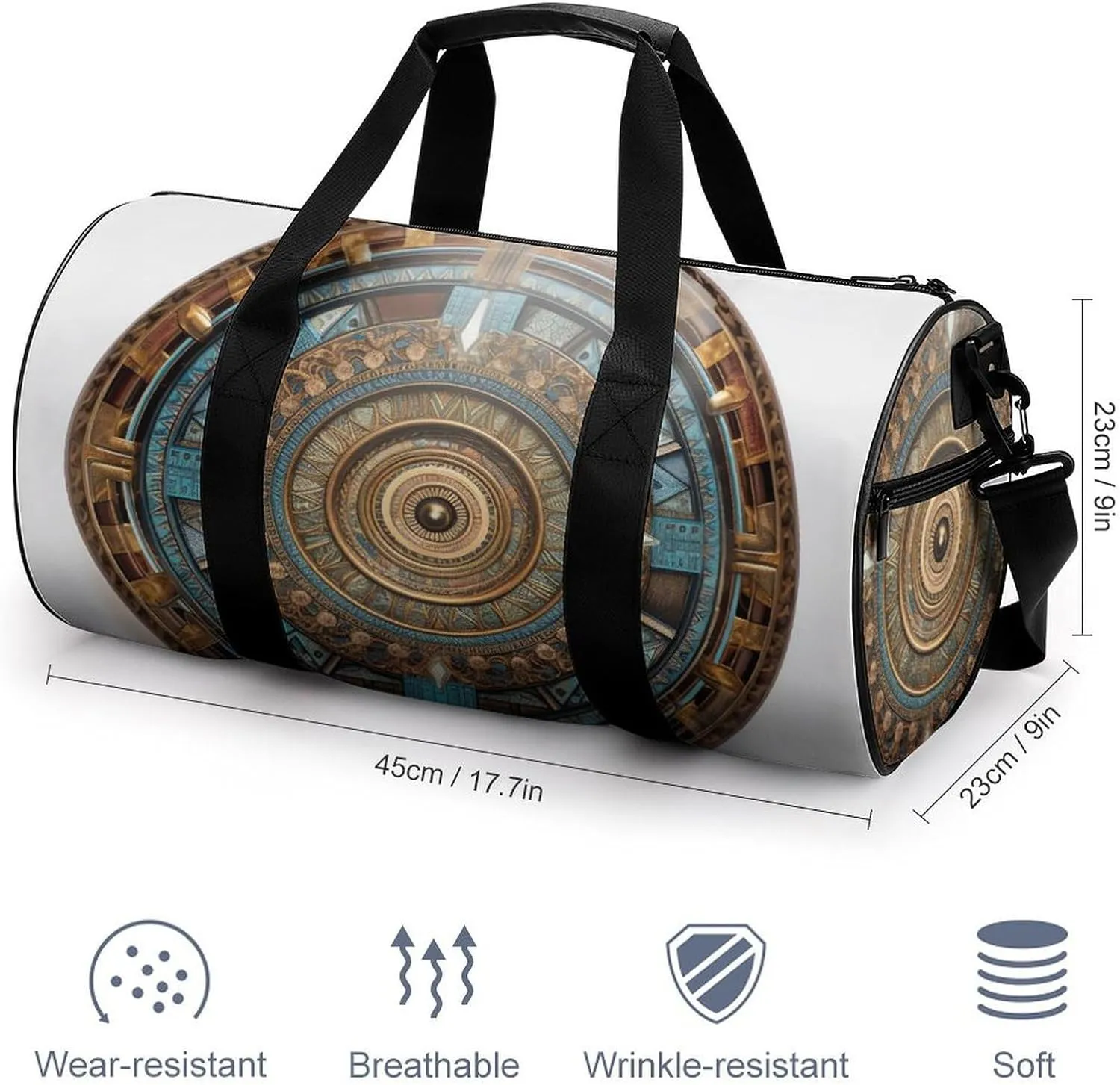 Sports Gym Bag for Women Men Travel Duffel Bag Tote Weekender Bag Brown Round Carry on Overnight Bag for Travel Swimming Fitness Workout Sports Duffle Bag