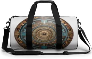Sports Gym Bag for Women Men Travel Duffel Bag Tote Weekender Bag Brown Round Carry on Overnight Bag for Travel Swimming Fitness Workout Sports Duffle Bag