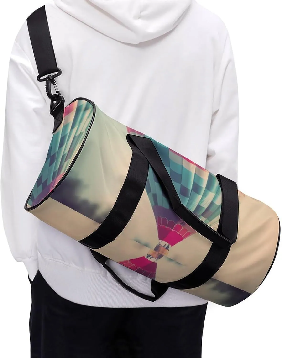 Sports Gym Bag for Women Men Travel Duffel Bag Tote Weekender Bag Hot Air Balloon In The Sky Carry on Overnight Bag for Travel Swimming Fitness Workout Sports Duffle Bag