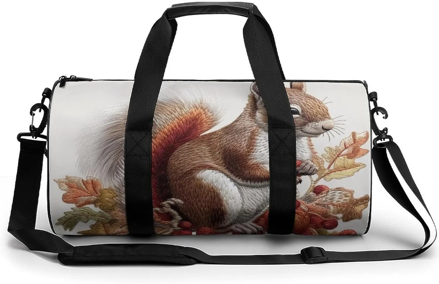 Sports Gym Bag for Women Men Travel Duffel Bag Tote Weekender Bag Leaves And Squirrel Carry on Overnight Bag for Travel Swimming Fitness Workout Sports Duffle Bag