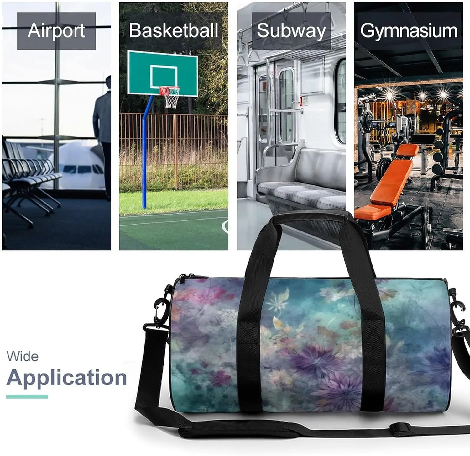 Sports Gym Bag for Women Men Travel Duffel Bag Tote Weekender Bag Pink And Green Carry on Overnight Bag for Travel Swimming Fitness Workout Sports Duffle Bag