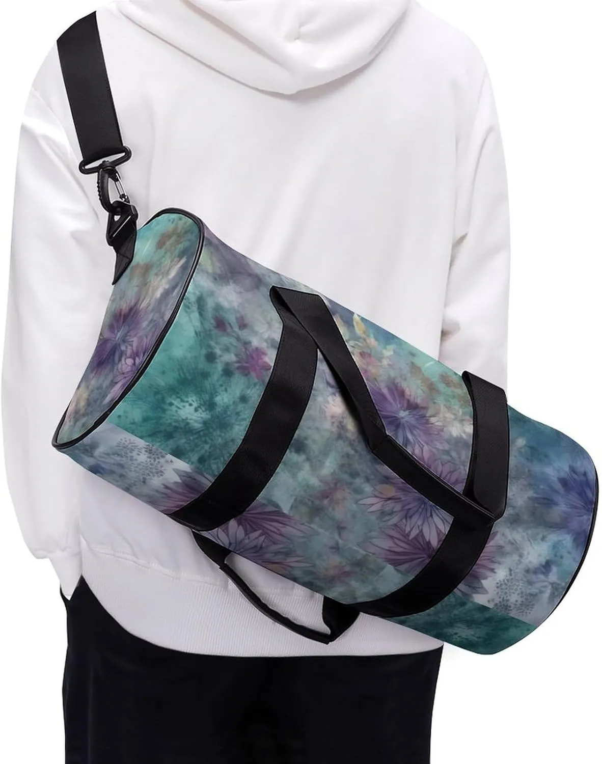 Sports Gym Bag for Women Men Travel Duffel Bag Tote Weekender Bag Pink And Green Carry on Overnight Bag for Travel Swimming Fitness Workout Sports Duffle Bag