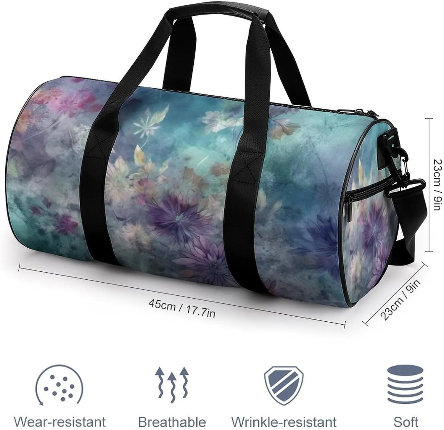 Sports Gym Bag for Women Men Travel Duffel Bag Tote Weekender Bag Pink And Green Carry on Overnight Bag for Travel Swimming Fitness Workout Sports Duffle Bag