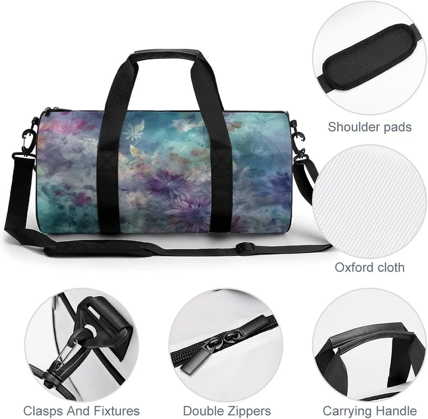 Sports Gym Bag for Women Men Travel Duffel Bag Tote Weekender Bag Pink And Green Carry on Overnight Bag for Travel Swimming Fitness Workout Sports Duffle Bag