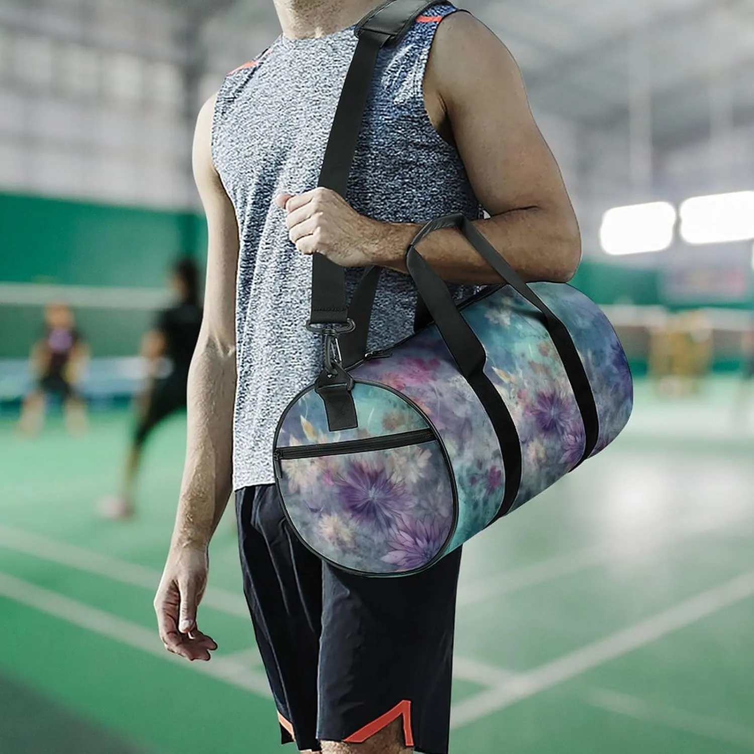Sports Gym Bag for Women Men Travel Duffel Bag Tote Weekender Bag Pink And Green Carry on Overnight Bag for Travel Swimming Fitness Workout Sports Duffle Bag