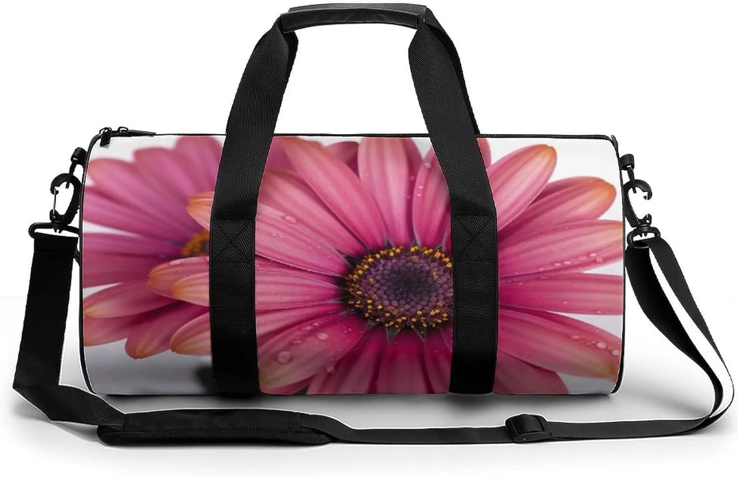 Sports Gym Bag for Women Men Travel Duffel Bag Tote Weekender Bag Pink Daisy Flower Carry on Overnight Bag for Travel Swimming Fitness Workout Sports Duffle Bag