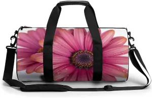 Sports Gym Bag for Women Men Travel Duffel Bag Tote Weekender Bag Pink Daisy Flower Carry on Overnight Bag for Travel Swimming Fitness Workout Sports Duffle Bag