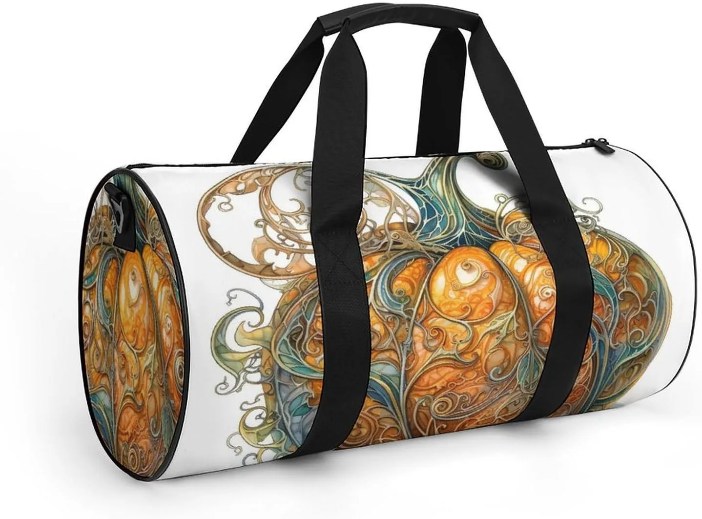 Sports Gym Bag for Women Men Travel Duffel Bag Tote Weekender Bag Swirl Pumpkin Carry on Overnight Bag for Travel Swimming Fitness Workout Sports Duffle Bag