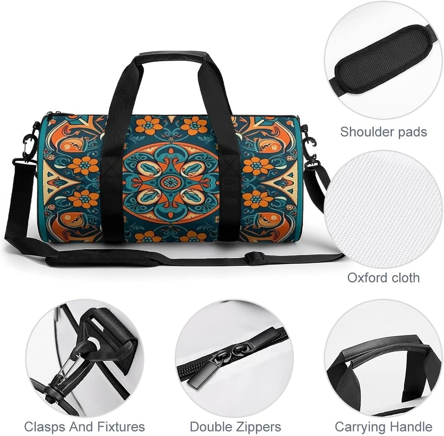 Sports Gym Bag for Women Men Travel Duffel Bag Tote Weekender Bag Traditional Craft Patterns Carry on Overnight Bag for Travel Swimming Fitness Workout Sports Duffle Bag