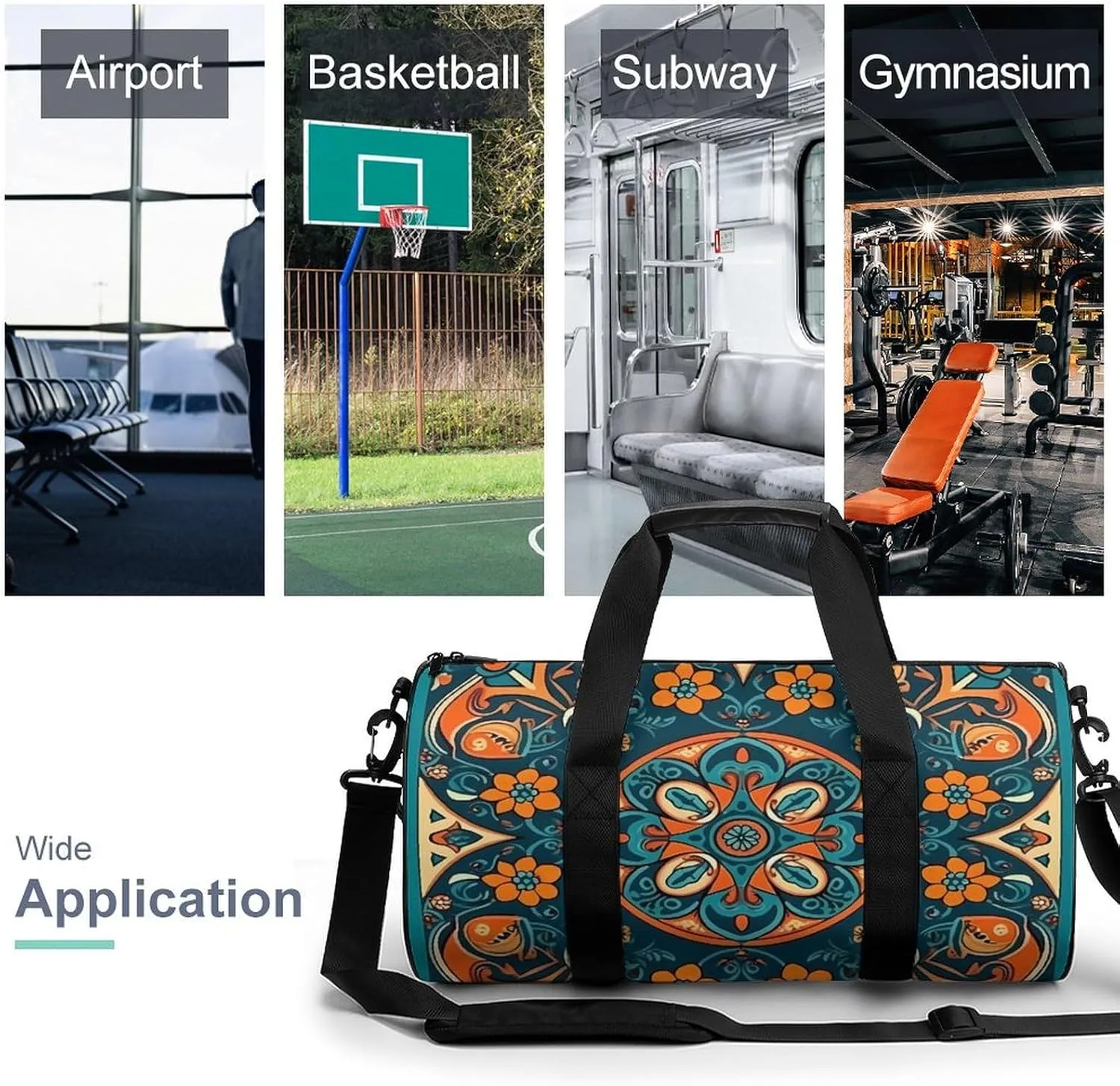 Sports Gym Bag for Women Men Travel Duffel Bag Tote Weekender Bag Traditional Craft Patterns Carry on Overnight Bag for Travel Swimming Fitness Workout Sports Duffle Bag