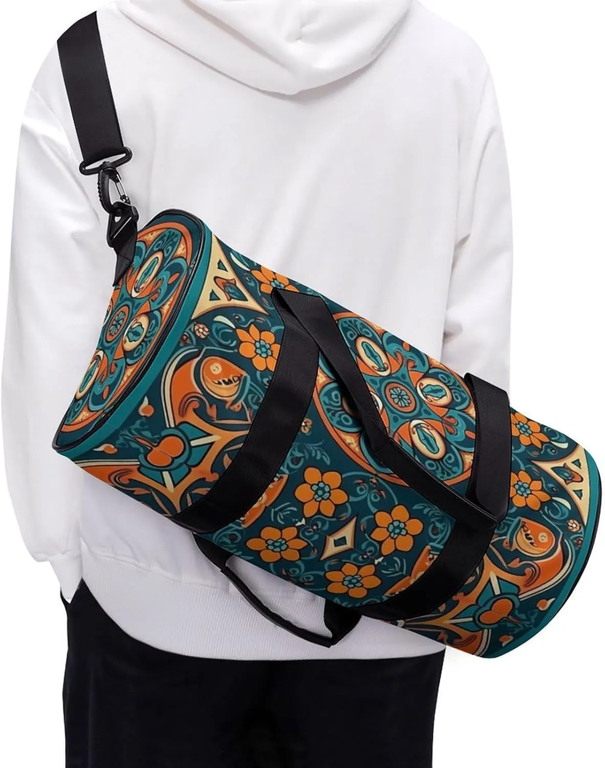 Sports Gym Bag for Women Men Travel Duffel Bag Tote Weekender Bag Traditional Craft Patterns Carry on Overnight Bag for Travel Swimming Fitness Workout Sports Duffle Bag