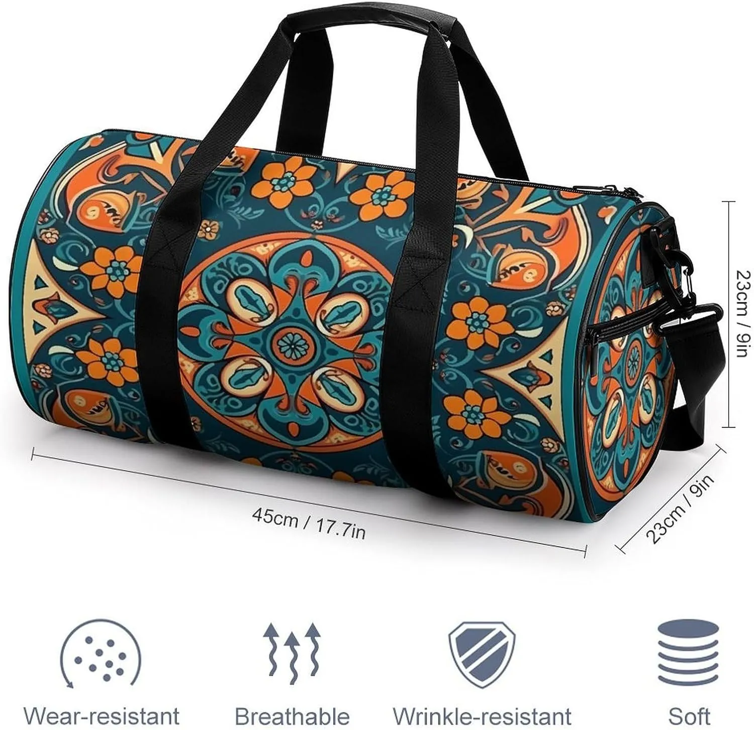 Sports Gym Bag for Women Men Travel Duffel Bag Tote Weekender Bag Traditional Craft Patterns Carry on Overnight Bag for Travel Swimming Fitness Workout Sports Duffle Bag