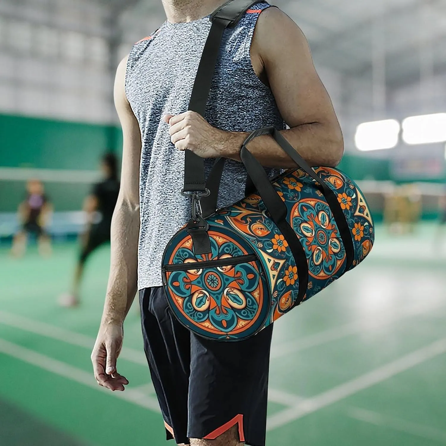 Sports Gym Bag for Women Men Travel Duffel Bag Tote Weekender Bag Traditional Craft Patterns Carry on Overnight Bag for Travel Swimming Fitness Workout Sports Duffle Bag