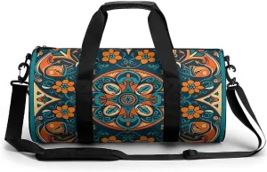 Sports Gym Bag for Women Men Travel Duffel Bag Tote Weekender Bag Traditional Craft Patterns Carry on Overnight Bag for Travel Swimming Fitness Workout Sports Duffle Bag