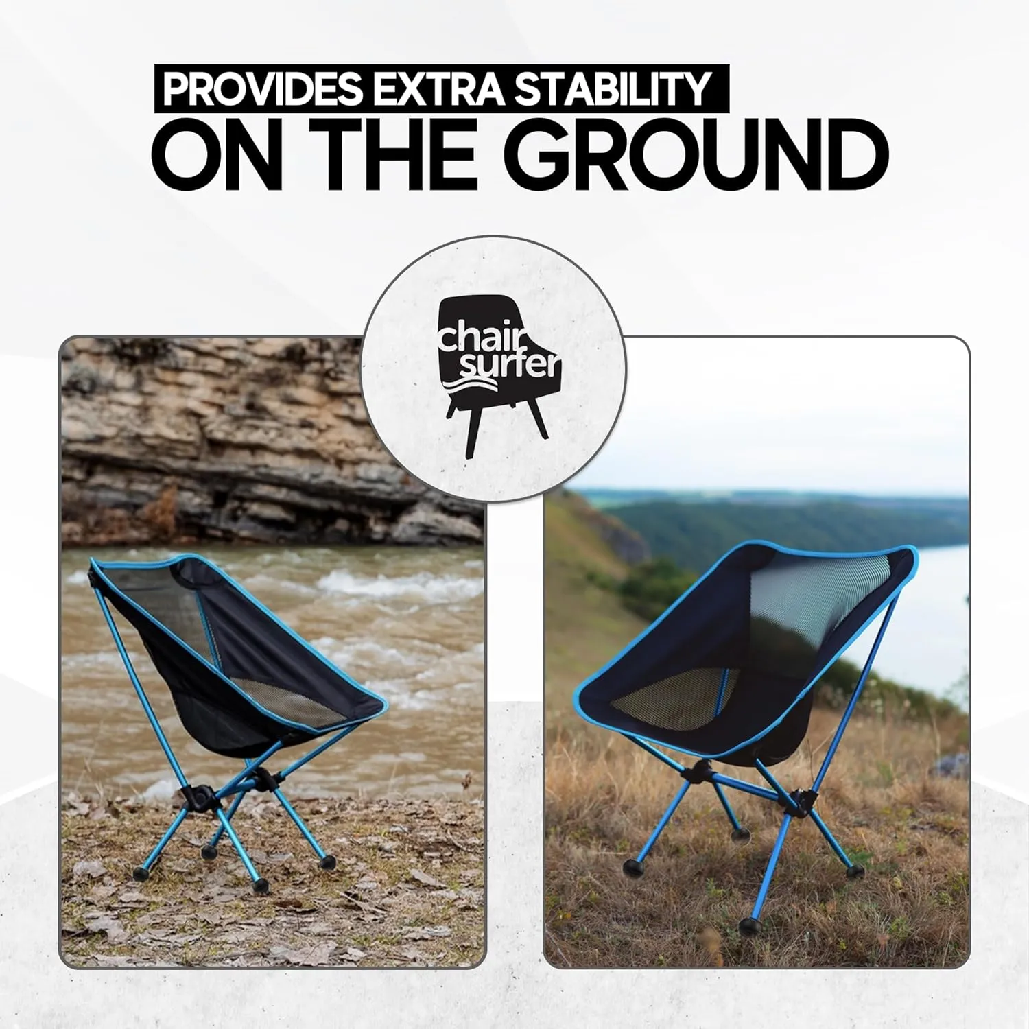 Stabilizing Rubber Ball Feet for Helinox Camping Chair - Durable Outdoor Chair Leg Cap, Help Stability on Rugged and Uneven Surfaces (Black, 55mm)