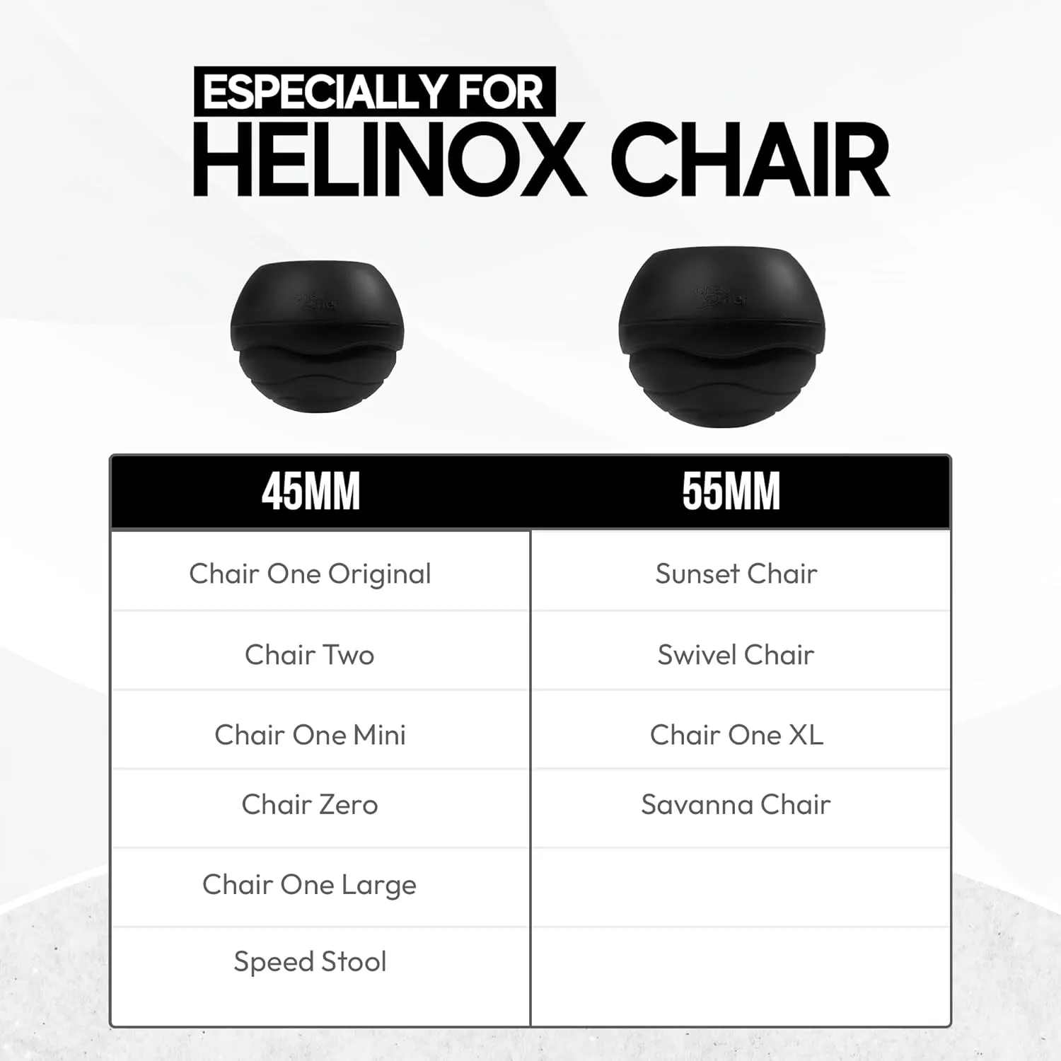 Stabilizing Rubber Ball Feet for Helinox Camping Chair - Durable Outdoor Chair Leg Cap, Help Stability on Rugged and Uneven Surfaces (Black, 55mm)