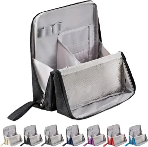 Standing Makeup Bag, 2025 Upgraded Portable Large Capacity Standing Makeup Bag with Compartments, Travel Make-up Organizer with Room for Brushes and Mirrors (Black)