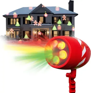 Star Shower Side Show Christmas LED Projector, AS-SEEN-ON-TV, Showcase Your Home With Full-Color Holiday, Hassle-Free Set-Up, Use 2 or More for Spectacular Results, Includes 6 Christmas Slides