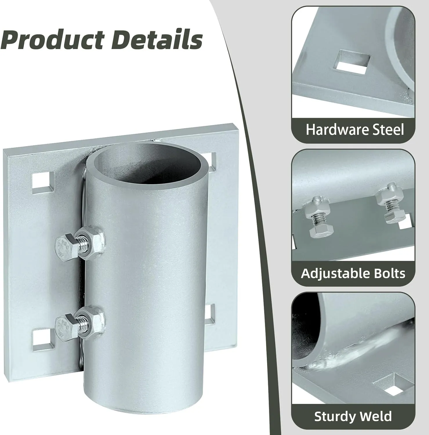 Stationary Dock Side Leg Pipe Holder,Dock Brackets Hardware for Posts,Dock Pole Pipe Leg Holder Sleeve,Heavy Duty,7/16" Hole for 3/8" Carriage Bolt