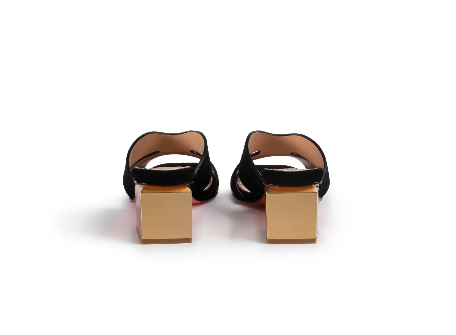 Stella Black Suede Block Heel Mules