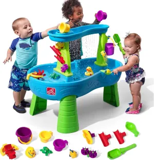Step2 Rain Showers Splash Pond Toddler Water Table, Kids Water and Sand Activity Sensory Playset, Summer Outdoor Toys, 13 Piece Toy Accessories, For Toddles 1.5  Years Old