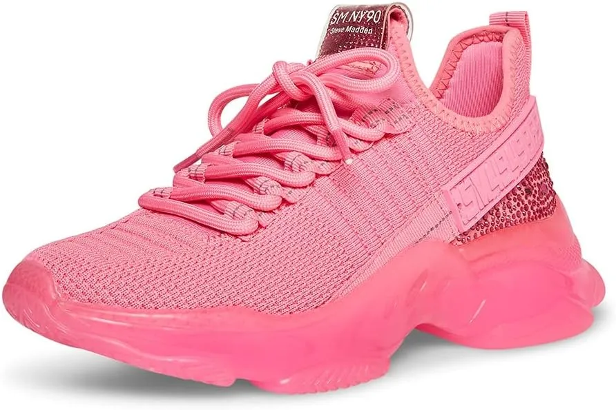 Steve Madden Women's Maxima Sneaker, Hot Pink, 9.5