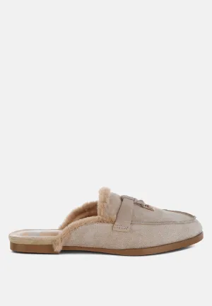 Suede & Faux Fur Slip On Mules By RUW
